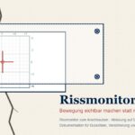 Screw-mounted crack monitor across a crack in masonry – grid and cursor show the movement to within 0.5 mm
